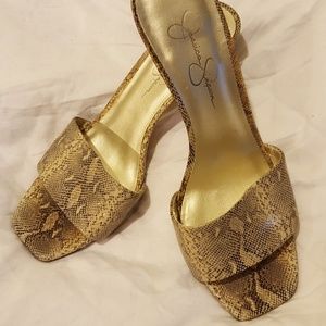 Jessica Simpson slip-on shoes snake pattern